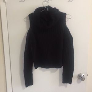 1 Black cold shoulder cowl neck sweater